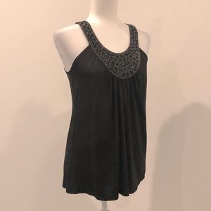 Black beaded blouse holiday party dressy